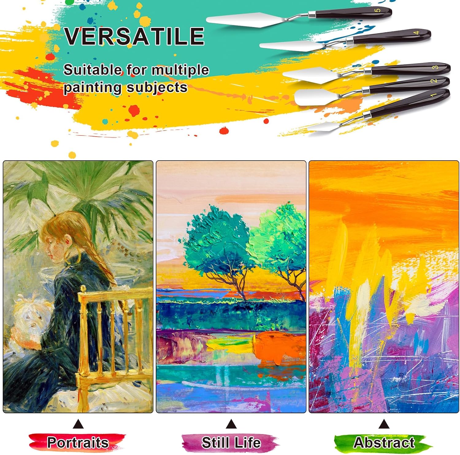 5 Piece Palette knifes Painting Knife Set Supplies for Oil, Acrylic Paint,Cake Decorating - Image 4