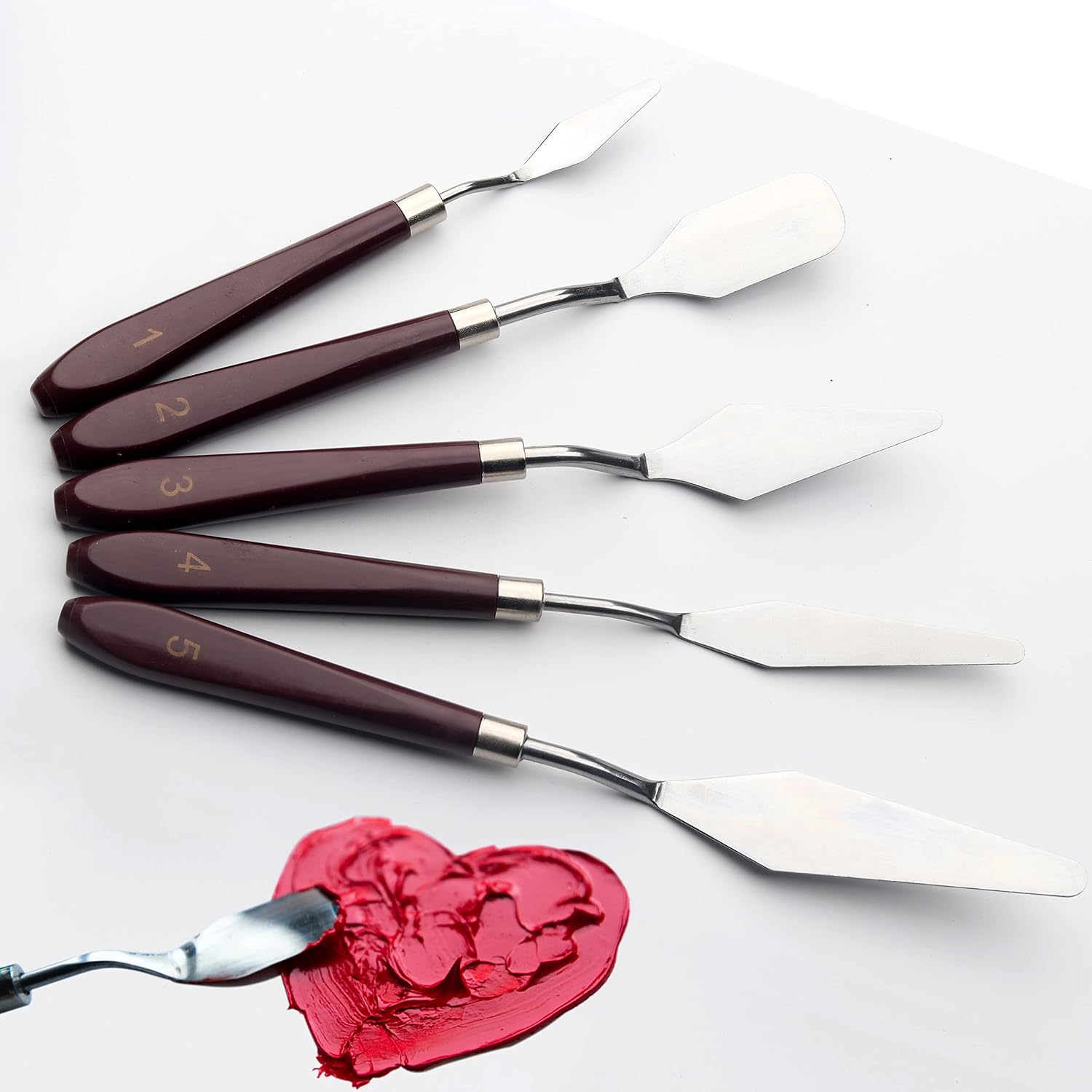 5 Piece Palette knifes Painting Knife Set Supplies for Oil, Acrylic Paint,Cake Decorating - Image 5