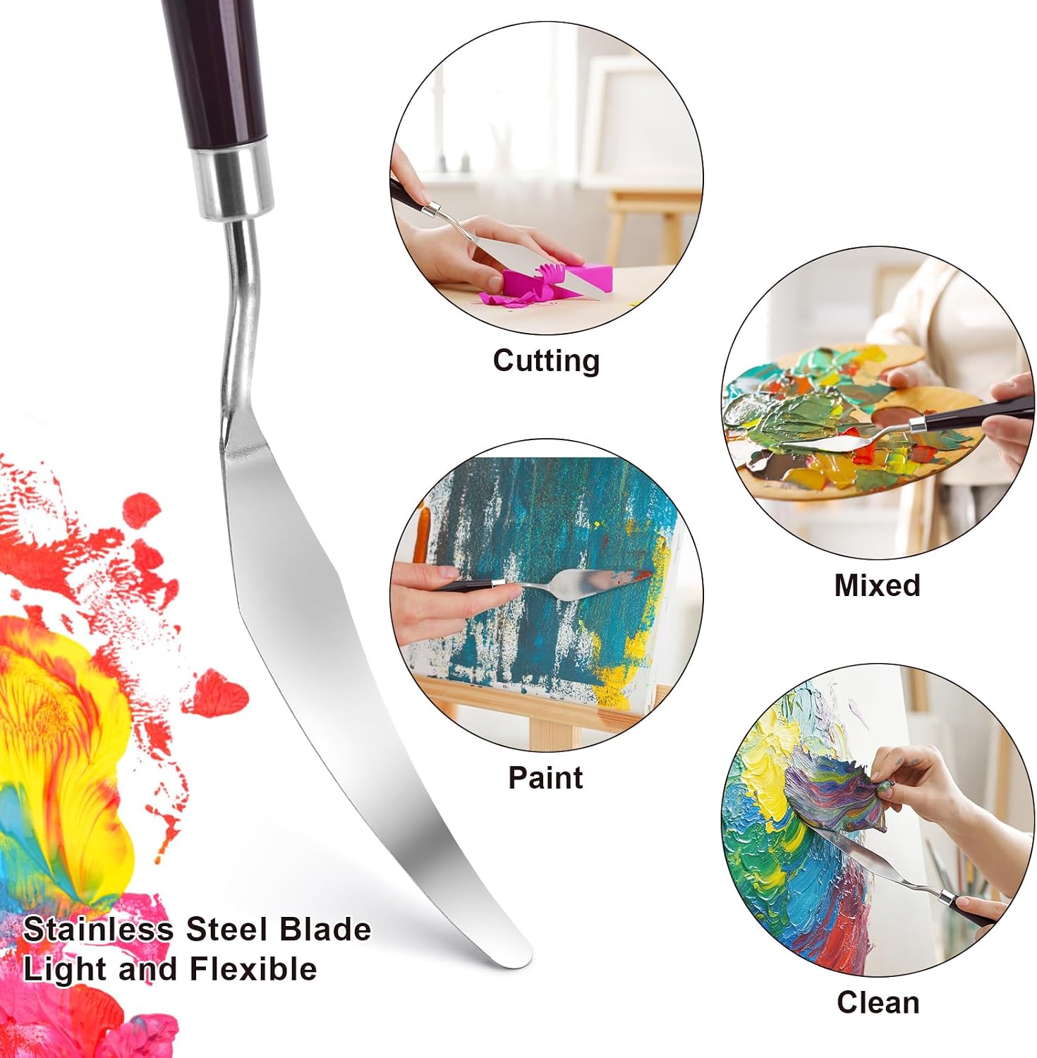 5 Piece Palette knifes Painting Knife Set Supplies for Oil, Acrylic Paint,Cake Decorating - Image 3